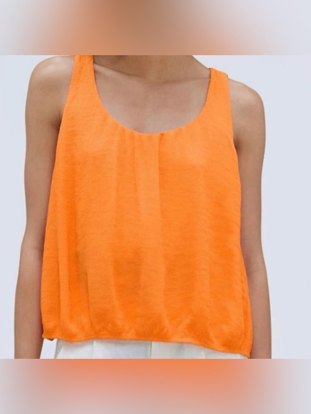 Everlane Naia‎ Ripple Swing Tank Top In Orange, Size M